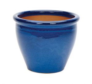 Glazed Rim Malay Planter - Blue